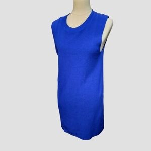 1710)Banana Republic Blue Sleeveless Knit Sheath Dress Sides Zipper Size Medium